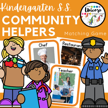 Preview of COMMUNITY HELPERS and Places Around Town MATCHING GAME for Kindergarten