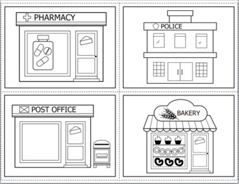 places in the community clipart black and white