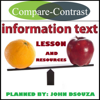 Preview of COMPARE AND CONTRAST INFORMATION TEXT LESSON AND RESOURCES