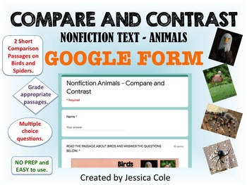 Preview of COMPARE AND CONTRAST - NONFICTION GOOGLE FORM