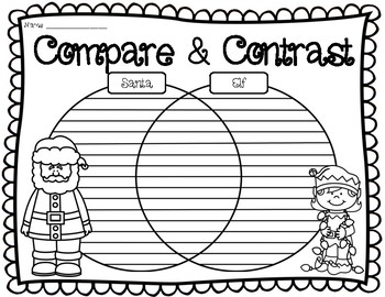 Download Christmas Santa vs. Elf Compare and Contrast Venn Diagram Template