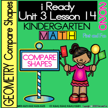 Preview of COMPARE SHAPE IREADY MATH UNIT 3 LESSON 14 WORKSHEETS EXIT TICKETS POSTERS