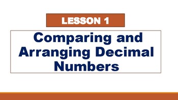 Preview of COMPARING AND ARRANGING DECIMALS