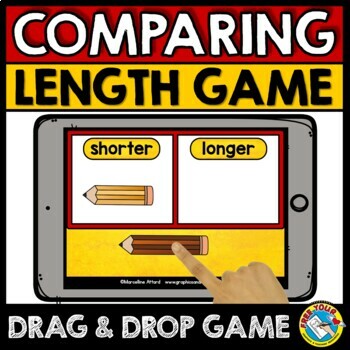 Preview of COMPARING LENGTH ACTIVITY MEASUREMENT LONGER OR SHORTER SORT BOOM CARDS GAME