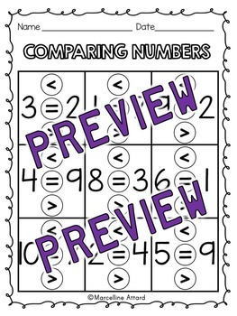 comparing numbers worksheets kindergarten by free your heart tpt