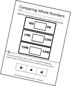 comparing numbers worksheets va sol 3 1 by sandy s spot tpt