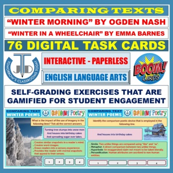 Preview of COMPARING TEXTS - READING WINTER POETRY: 77 BOOM CARDS