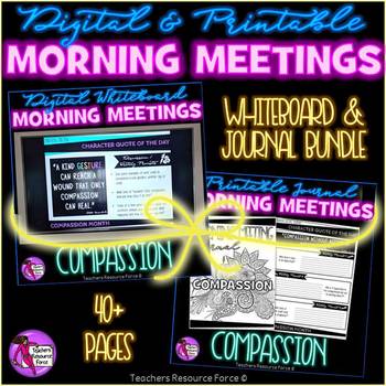 Preview of COMPASSION Social Emotional Learning Character Ed Morning Meeting BUNDLE