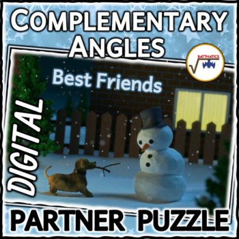 Preview of COMPLEMENTARY ANGLES DIGITAL PARTNER PUZZLE + TASK CARDS AND WORKSHEETS