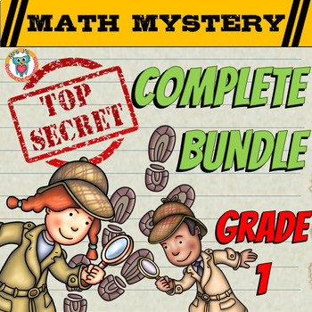 Preview of COMPLETE 1st Grade Math Mystery Bundle - Fun Math Review Activities