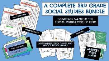 Preview of COMPLETE 3RD GRADE SOCIAL STUDIES BUNDLE Covers all Ohio CCSS for Social Studies
