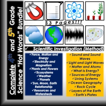 Preview of COMPLETE 4th and 5th Grade Science Vocabulary Bundle!