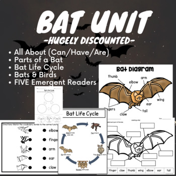 Preview of COMPLETE BAT UNIT Bundle for 50% Off! Emergent Readers & Activities