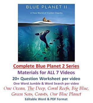 Preview of COMPLETE Blue Planet II Video Series Worksheet Wordsearch Jumble Blue Planet 2