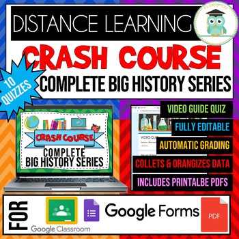 Preview of COMPLETE CRASH COURSE Big History Series Self-Grading Quiz Google Forms Bundle