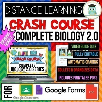 Preview of COMPLETE CRASH COURSE Biology New 2023 Google Forms Quiz Guide Growing Bundle