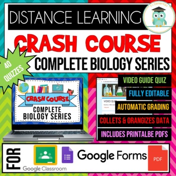 Preview of COMPLETE CRASH COURSE Biology Series Video Self-Grading Quiz Google Forms Bundle