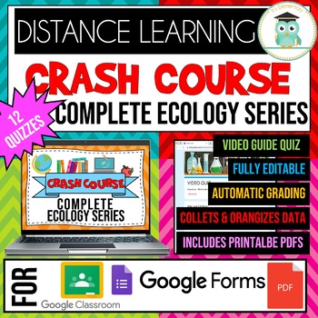 Preview of COMPLETE CRASH COURSE Ecology Series Self-Grading Quiz Google Forms Bundle
