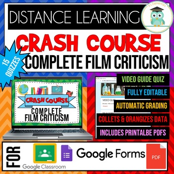 Preview of COMPLETE CRASH COURSE Film Criticism Video Google Forms Quiz Bundle