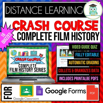 Preview of COMPLETE CRASH COURSE Film History Video Google Forms Quiz Bundle