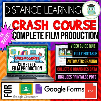 Preview of COMPLETE CRASH COURSE Film Production Video Google Forms Quiz Bundle
