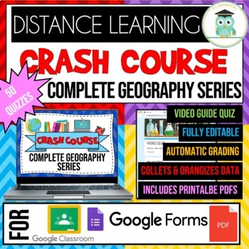 Preview of COMPLETE CRASH COURSE Geography Series Self-Grading Quiz Google Forms Bundle