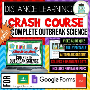 Preview of COMPLETE CRASH COURSE Outbreak Science Video Google Forms Quiz Bundle