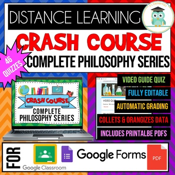 Preview of COMPLETE CRASH COURSE Philosophy Series Video Quiz Google Forms Bundle