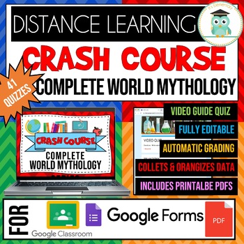 Preview of COMPLETE CRASH COURSE World Mythology Series Video Quiz Google Forms Bundle