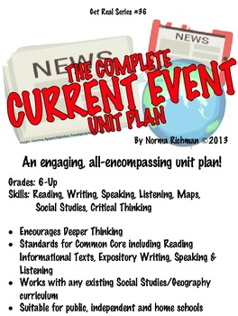 Preview of COMPLETE CURRENT EVENT UNIT; COMMON CORE READING, WRITING, SPEAKING, LISTENING