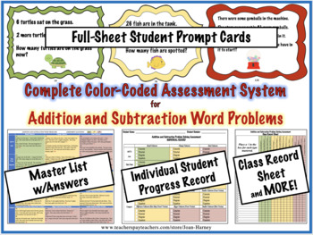 Preview of COMPLETE Color-Coded Assessment System for Addition & Subtraction WORD PROBLEMS!