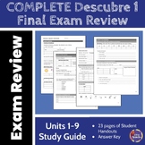 COMPLETE Descubre 1 Lessons 1-9 EDITABLE Exam Review Packe