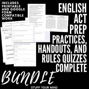 Preview of COMPLETE English ACT Prep Bundle- Distance Learning and Printable
