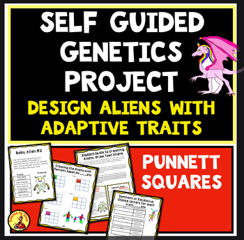 Preview of SELF GUIDED GENETICS PROJECT Design Aliens-Adaptive Traits! Punnett Squares