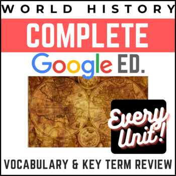 Preview of COMPLETE! Google Slides World History Full-Year Review of ALL Units!