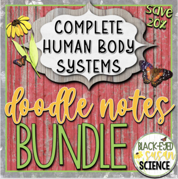 Preview of COMPLETE Human Body Doodle Notes & Quiz + PowerPoints Bundle