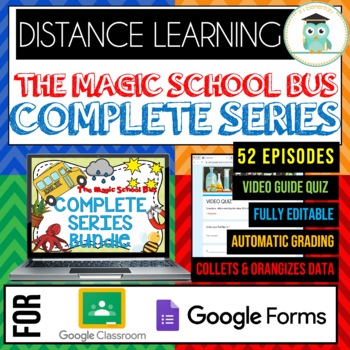 Preview of COMPLETE MAGIC SCHOOL BUS 52 EPISODE BUNDLE Video Guide Google Forms Quiz