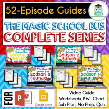 Preview of COMPLETE Magic School Bus 52 EPISODE BUNDLE Video Guides, Sub Plans, Worksheets