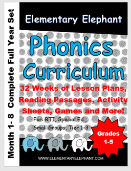 Preview of COMPLETE PHONICS Curriculum bundle-(Full Year!!!) by:Elementary Elephant