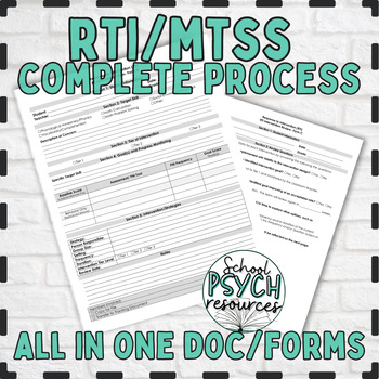 Preview of COMPLETE RTI MTSS Process Template and Forms Documentation Editable School Psych