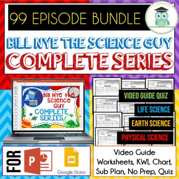 Preview of COMPLETE BILL NYE Series 99 Episodes Bundle Video Guides, Sub Plans, Worksheets