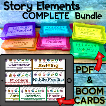 Preview of COMPLETE-Story Elements-Narratives-PDF & Boom Card Bundle!