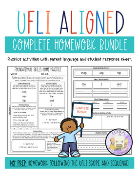 Preview of COMPLETE UFLI Aligned Homework BUNDLE: Lessons 1-128 - Parent Language Embedded
