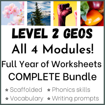 Preview of COMPLETE YEAR BUNDLE Geos Level 2 - 4 Modules reading worksheets