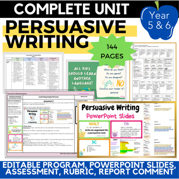 Preview of COMPLETE Year/Grade 5 and 6 Persuasive Writing UNIT (144 pages)
