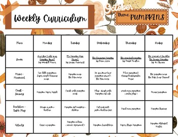 COMPLETED weekly curriculum plan-Pumpkins by Chandlyr Heiss | TPT