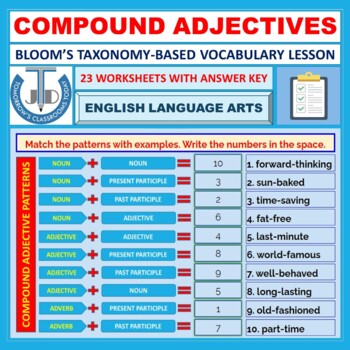 Preview of COMPOUND ADJECTIVES - WORKSHEETS WITH ANSWER KEY