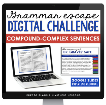 Preview of Compound-Complex Sentence Type Digital Grammar Activity Escape, Slides, & Quiz