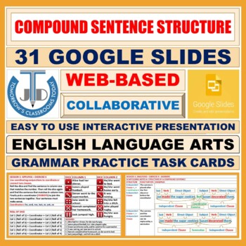 Preview of COMPOUND SENTENCE STRUCTURE: 31 GOOGLE SLIDES