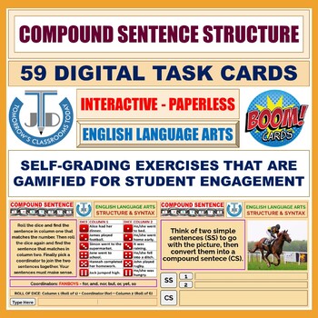 Preview of COMPOUND SENTENCE STRUCTURE: 59 BOOM CARDS